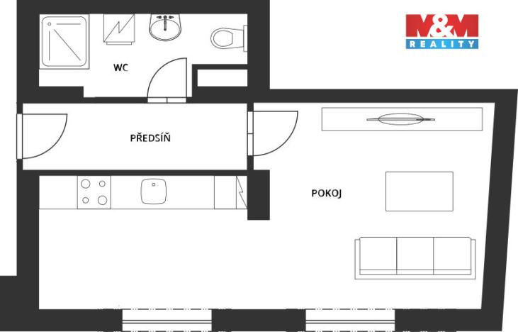 Prodej bytu 1+kk, Nýrsko, Rybářská, 35 m2