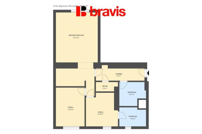 Prodej bytu 3+kk, Brno - Veveří, Bayerova, 75 m2