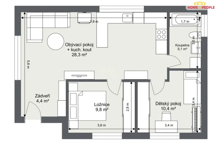Prodej chaty, Káraný, B. Němcové, 58 m2
