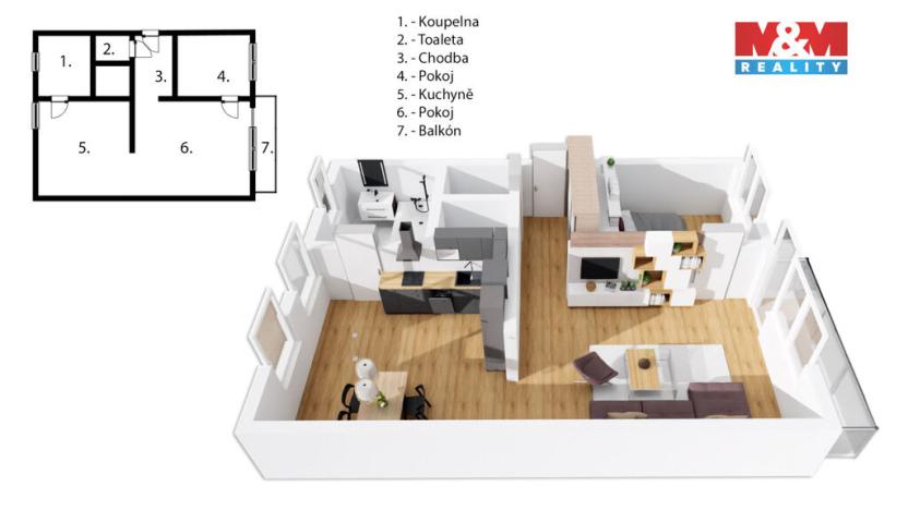 Prodej bytu 2+1, Hradec Králové - Slezské Předměstí, Markovická, 59 m2