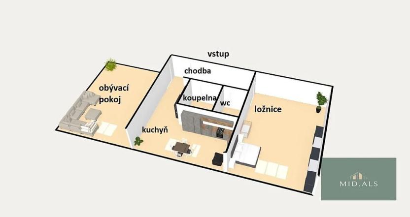 Prodej bytu 2+1, Chlumčany, Boženy Němcové, 58 m2