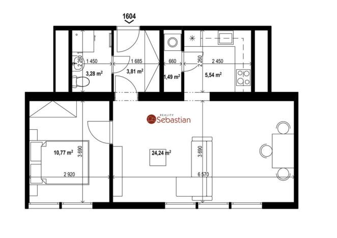 Pronájem bytu 2+1, Teplice - Trnovany, Antonína Sochora, 48 m2