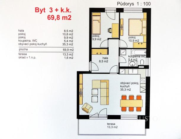 Prodej bytu 3+kk, Písek - Hradiště, Karla Boromejského, 84 m2