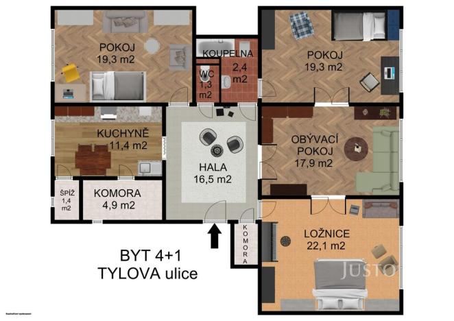 Prodej bytu 4+1, Písek, Tylova, 132 m2
