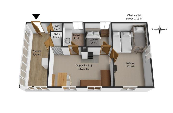 Prodej chaty, Tichonice - Kácovec, 46 m2