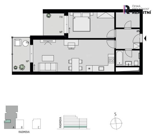Pronájem bytu 2+kk, Praha - Břevnov, Radimova, 59 m2