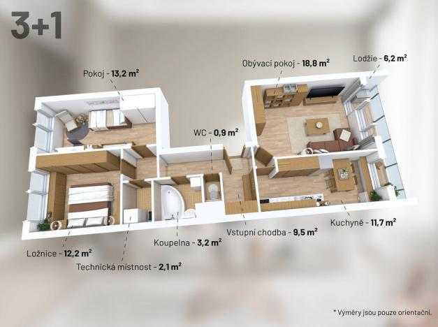 Prodej bytu 3+1, Praha - Řepy, Nevanova, 70 m2