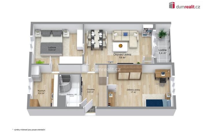 Prodej bytu 3+1, Hroznětín, Sídliště, 73 m2