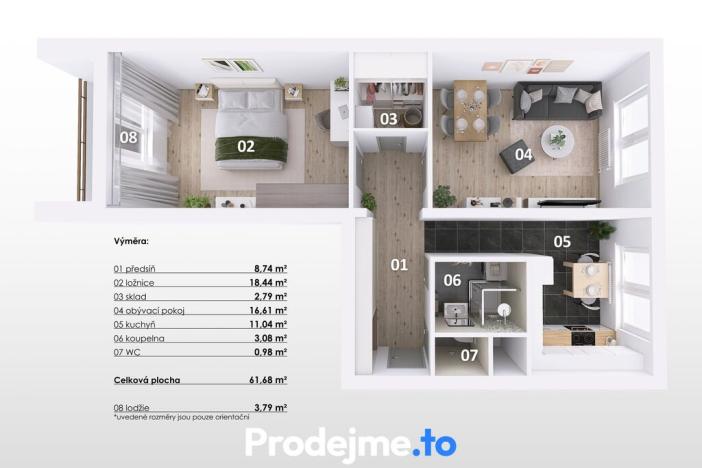 Prodej bytu 2+1, Brno - Židenice, Stará osada, 63 m2