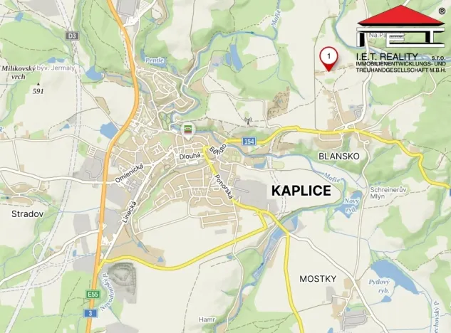 Prodej pozemku pro bydlení, Kaplice - Blansko, 1000 m2