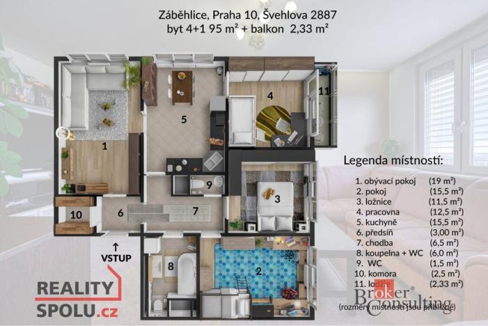 Prodej bytu 4+1, Praha - Záběhlice, Švehlova, 95 m2
