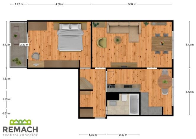 Pronájem bytu 2+1, Uherské Hradiště, Štěpnická, 63 m2