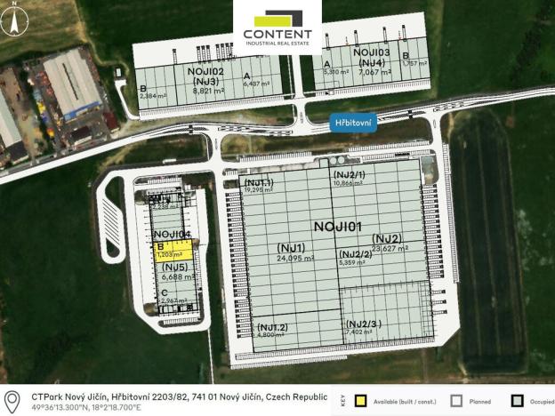 Pronájem skladu, Nový Jičín, Hřbitovní, 4000 m2