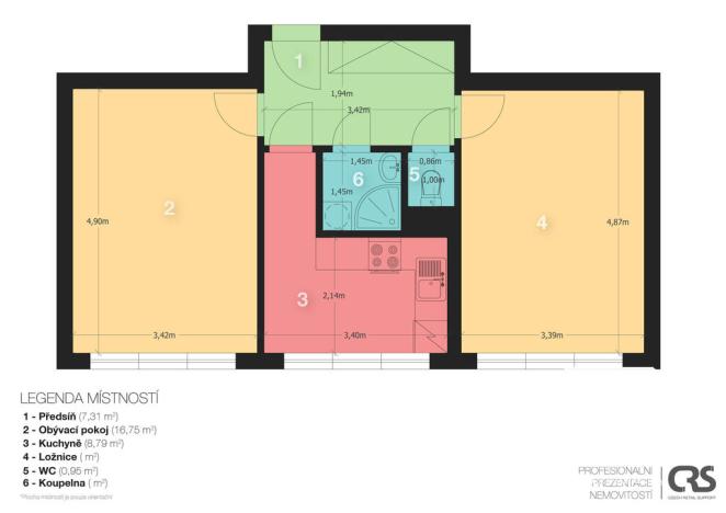 Pronájem bytu 2+1, Praha - Malešice, Počernická, 53 m2
