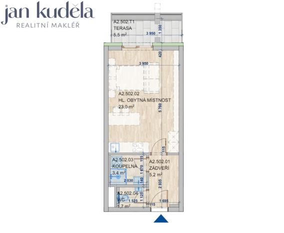 Pronájem bytu 1+kk, Brno, Komárovská, 33 m2