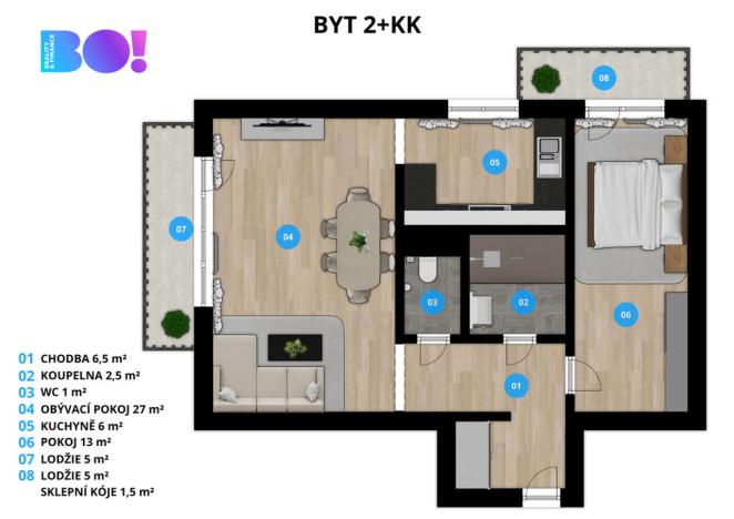 Pronájem bytu 2+kk, Třinec, Slezská, 56 m2