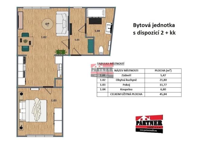 Pronájem bytu 2+1, Bechyně, U Nádraží, 46 m2