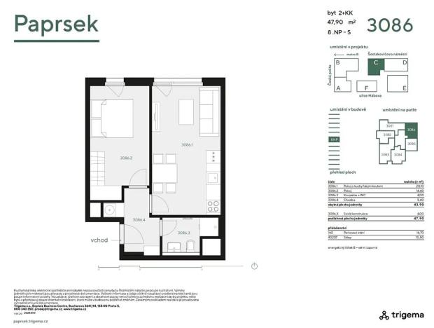 Pronájem bytu 2+kk, Praha - Stodůlky, Hábova, 48 m2