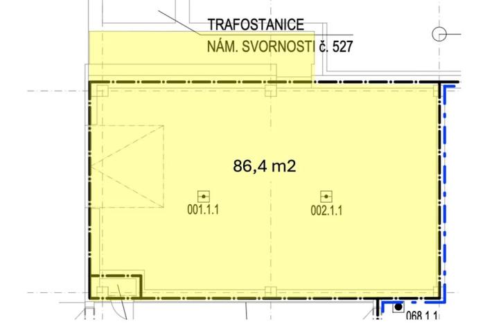 Pronájem komerční nemovitosti, Brno, náměstí Svornosti, 86 m2