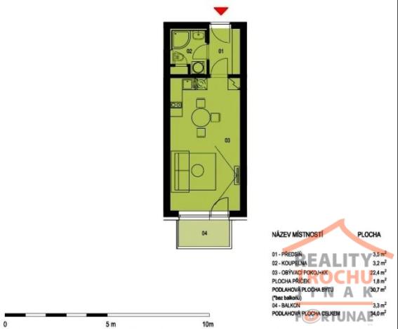 Pronájem bytu 1+kk, Hradec Králové, Jana Masaryka, 34 m2