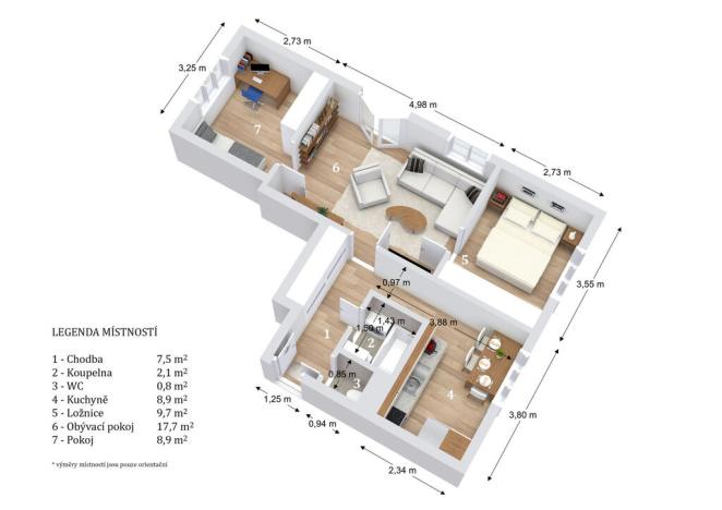 Prodej bytu 3+1, Poděbrady - Poděbrady II, Čihákova, 57 m2