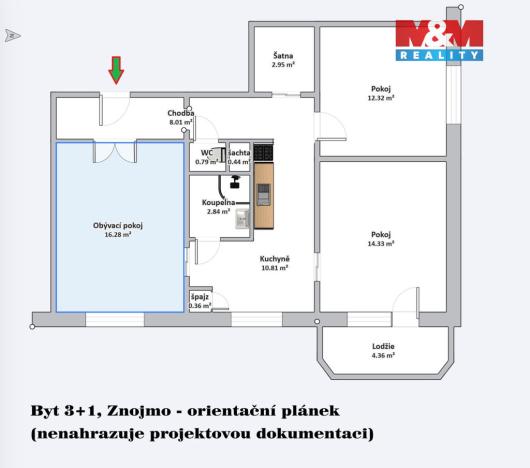 Prodej bytu 3+1, Znojmo, Aninská, 69 m2