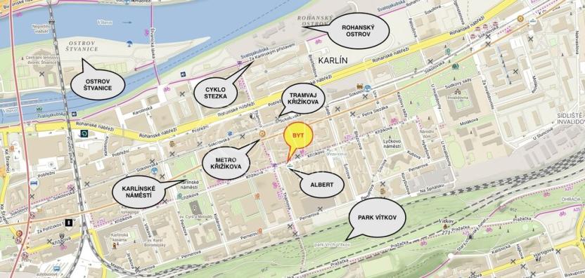 Pronájem bytu 2+kk, Praha - Karlín, Křižíkova, 49 m2