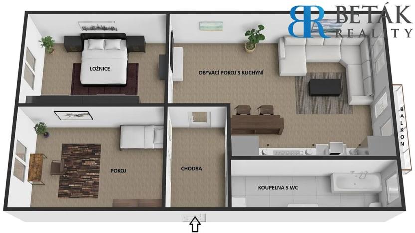 Prodej bytu 3+kk, Zlín, Obeciny X, 74 m2