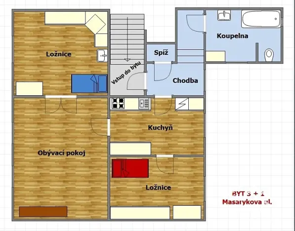 Pronájem bytu 3+1, Čáslav, Masarykova, 84 m2