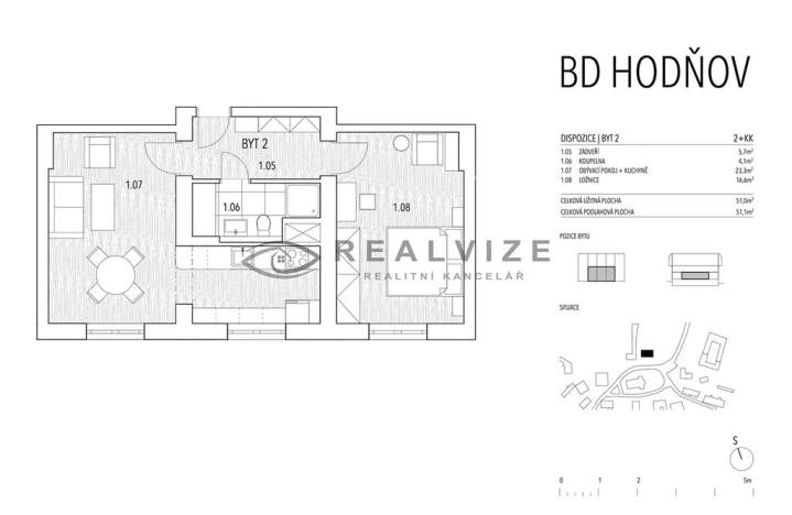 Prodej bytu 2+kk, Horní Planá, 50 m2