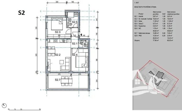 Prodej bytu 3+kk, Novalja, Chorvatsko, 56 m2