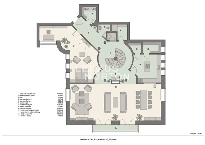 Prodej bytu 6+kk a větší, Praha - Bubeneč, Rooseveltova, 386 m2