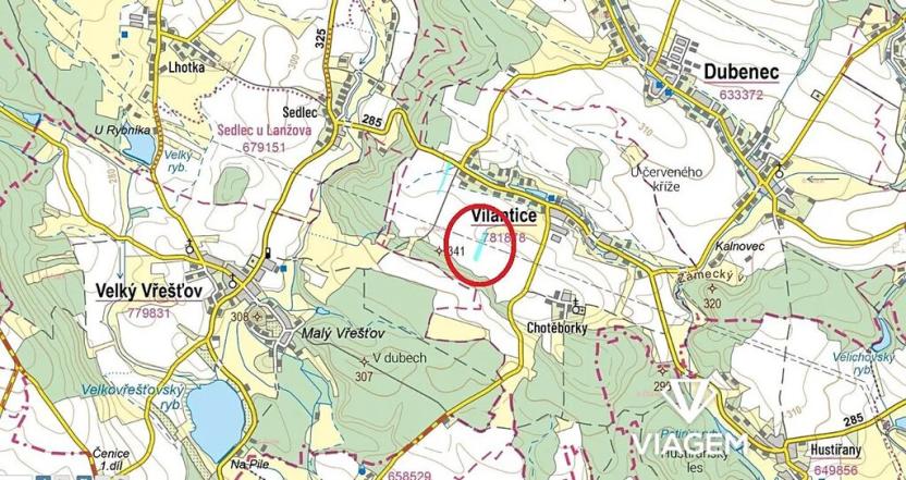 Prodej podílu pole, Vilantice, 1256 m2