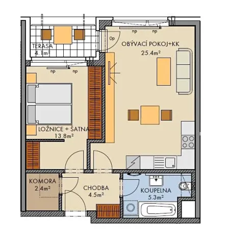 Prodej bytu 2+kk, Praha - Ruzyně, Stočesova, 54 m2