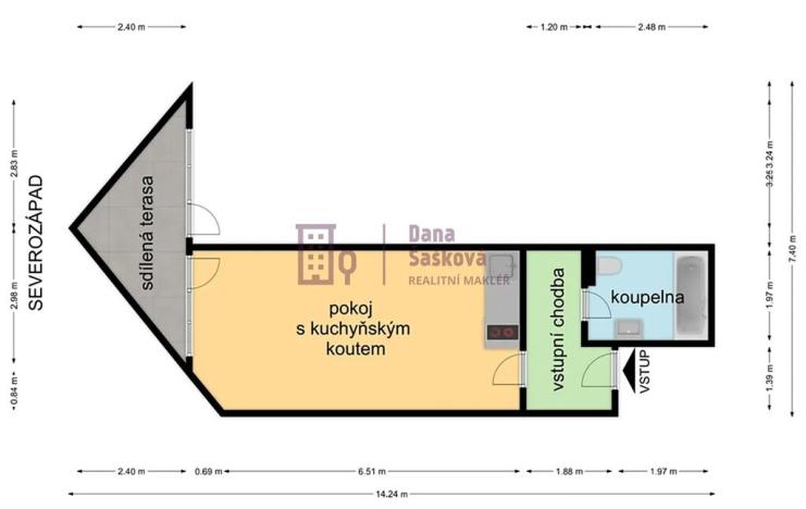 Pronájem bytu 1+kk, Jindřichův Hradec, Nádražní, 43 m2