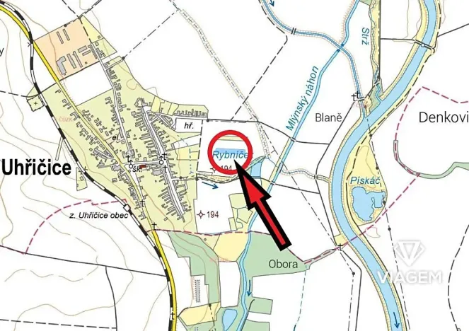 Prodej podílu pole, Uhřičice, 988 m2