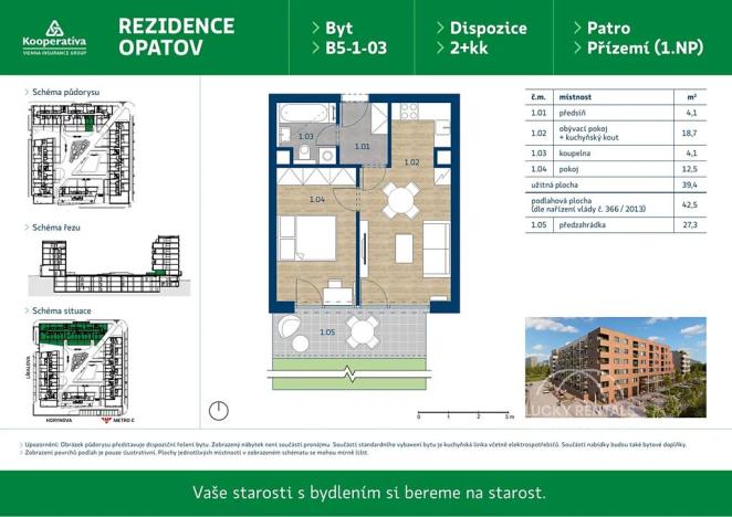 Pronájem bytu 2+kk, Praha - Chodov, Líbalova, 42 m2