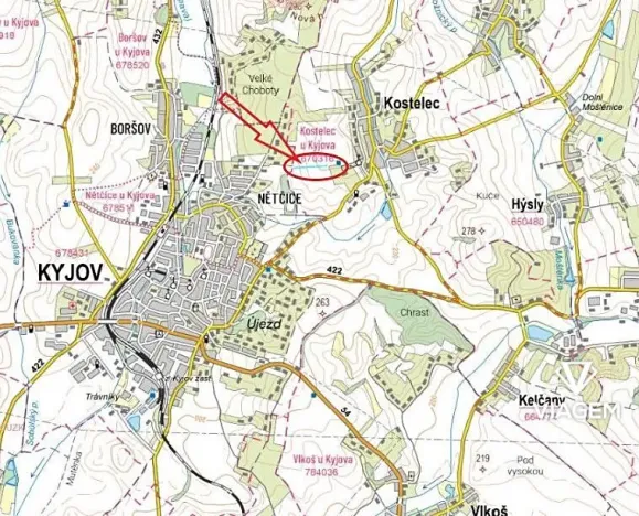 Prodej podílu pole, Kostelec, 600 m2