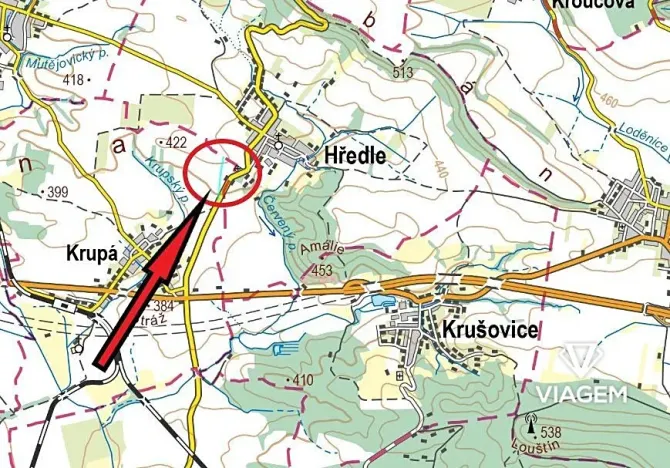 Prodej podílu pole, Krupá, 2183 m2