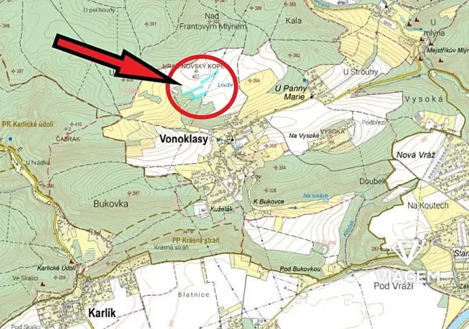 Prodej podílu pole, Vonoklasy, 6942 m2