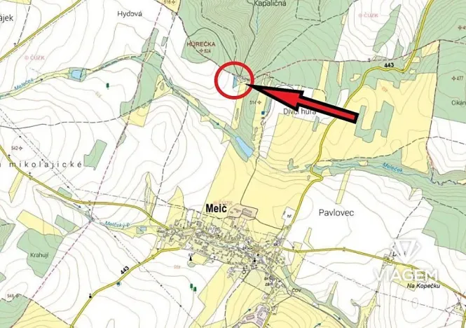 Prodej podílu pole, Melč, 972 m2