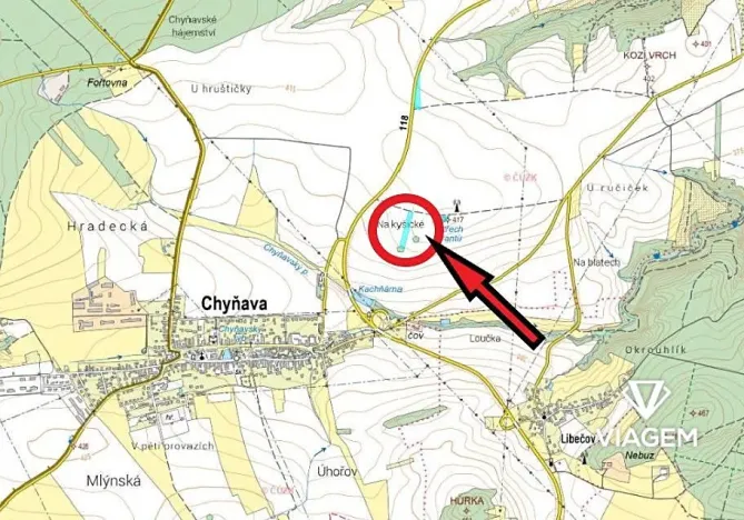 Prodej podílu pole, Chyňava, 1083 m2