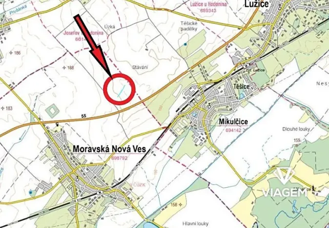 Prodej podílu pole, Moravská Nová Ves, 1640 m2