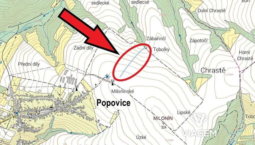 Prodej podílu pole, Popovice, 818 m2