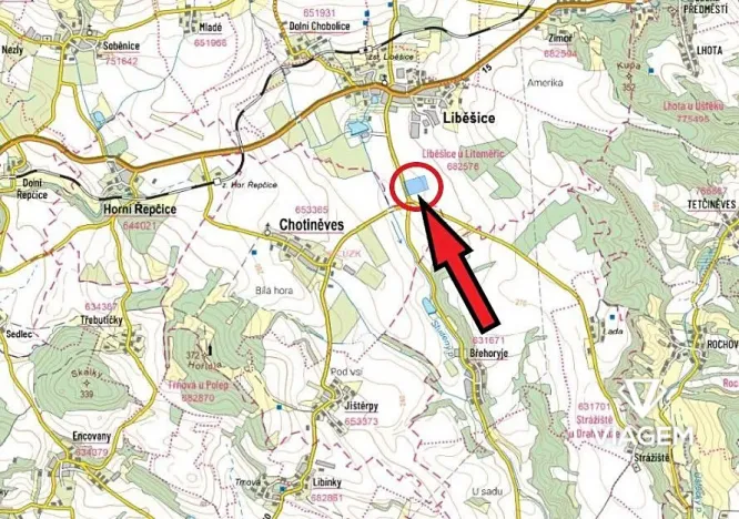 Prodej podílu pole, Liběšice, 3441 m2