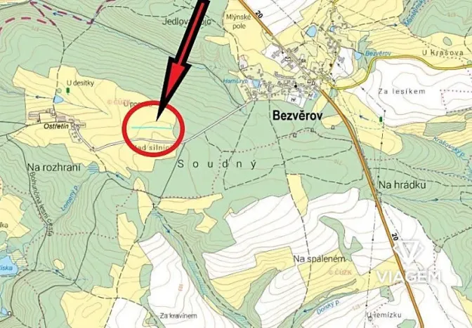 Prodej podílu pole, Bezvěrov, 737 m2