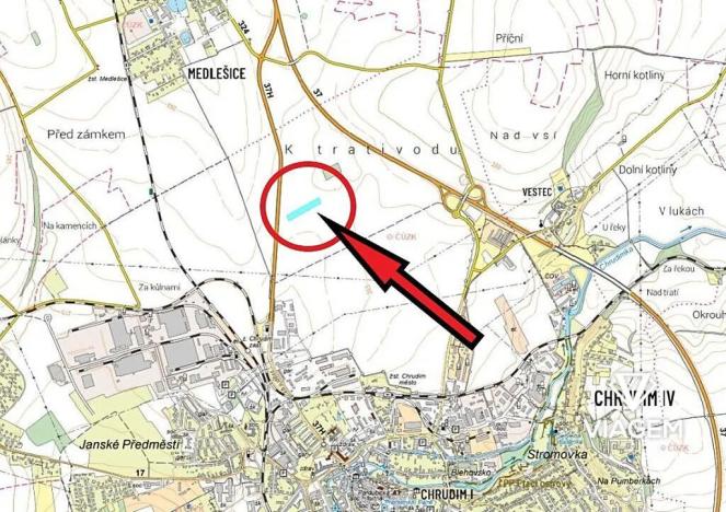 Prodej podílu pole, Chrudim, 808 m2