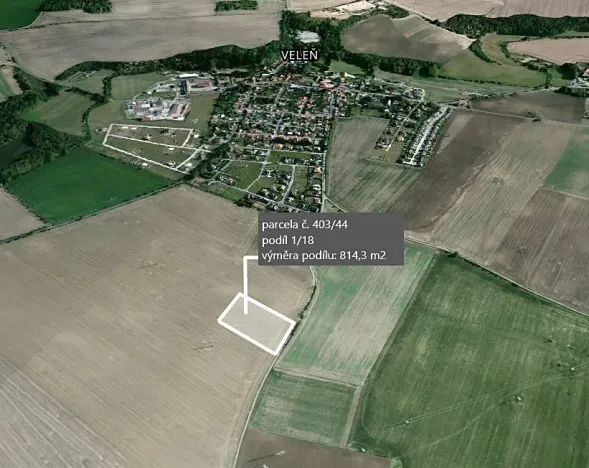 Prodej podílu pole, Veleň, 814 m2