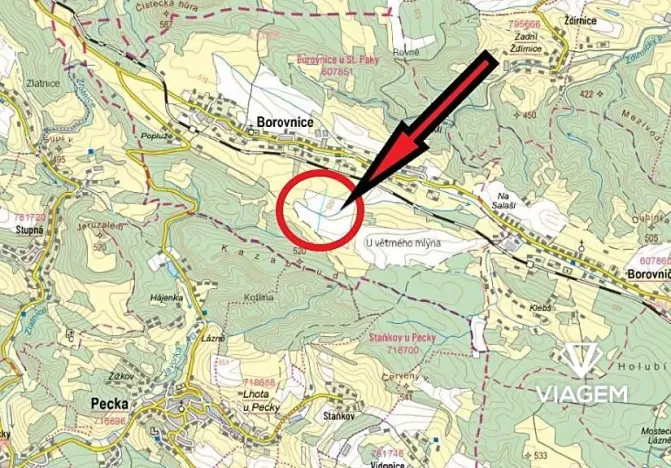 Prodej podílu pole, Borovnice, 833 m2