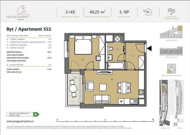 Pronájem bytu 2+kk, Praha - Holešovice, V přístavu, 47 m2